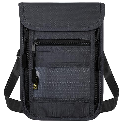 sundee Reise-Hals-Geldbörse mit Doppelreißverschlüssen, RFID-blockierender Reisepasshülle mit verstellbarem Umhängeband für Männer und Frauen, um Bargeld, Kreditkarten und Reisedokumente sicher von SUNDEE