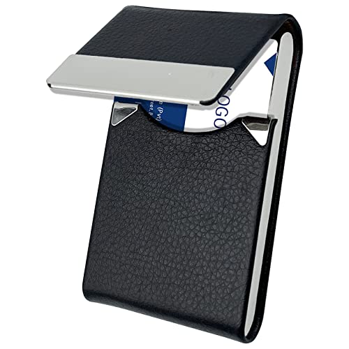 sundee Visitenkartenhalter, Metall Visitenkartenetui Tasche, Kartenhalter für Frauen & Männer, Professionelle PU Leder Visitenkartenhalter RFID Blocking Namenskartenhalter Hülle mit Magnetverschluss, von SUNDEE