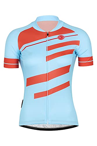 SUNDRIED Damen Kurzarm Retro-Zyklus Jersey Road Bike Cycling Top Damen Blue Mountain Bike-Hemd (blau, XL) von SUNDRIED