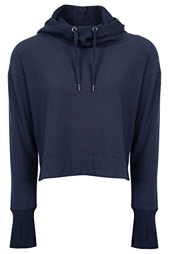 SUNDRIED Frauen-Blau geerntete Gymnastik-Training SweatshirtHoodie (L, Blau) von SUNDRIED