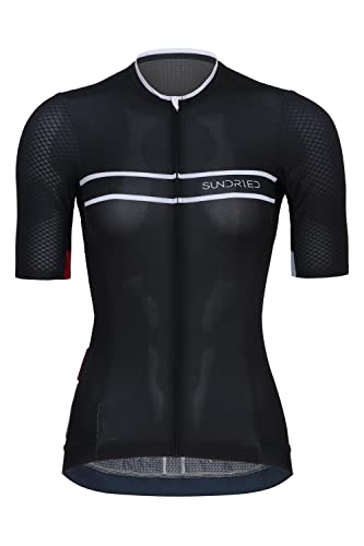 SUNDRIED Frauen mit kurzem Ärmel Pro Cycle Jersey Ladies Road Bike Radfahren Top MTB -Hemd (schwarzer XXL) von SUNDRIED