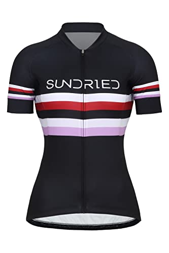 SUNDRIED Frauen mit kurzem Ärmeln Radfahren Top Ladies Road Bike Cycle Jersey MTB -Hemd (schwarzer XS) von SUNDRIED