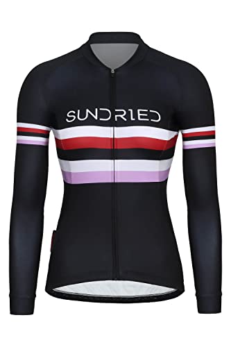 SUNDRIED Frauen mit langem Ärmeln Radfahren Top Ladies Road Bike Cycle Jersey MTB -Hemd (schwarzer XXL) von SUNDRIED