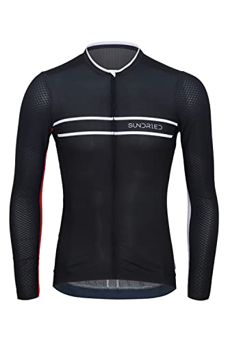 SUNDRIED Herren -Langarmprofi -Zyklus -Jersey Roadbike Radfahren Top MTB -Hemd für Männer (Schwarze S) von SUNDRIED