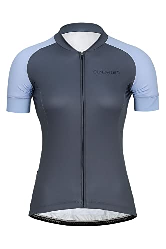 SUNDRIED Klassisches Kurzarm-Radtrikot für Damen Rennrad Radsport-Oberteil Mountainbike-Zyklus-Kit (Blau, L) von SUNDRIED