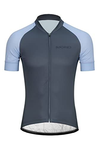 SUNDRIED Klassisches Kurzarm-Radtrikot für Herren Rennrad Radsport-Oberteil Mountainbike-Zyklus-Kit (Blau, XL) von SUNDRIED