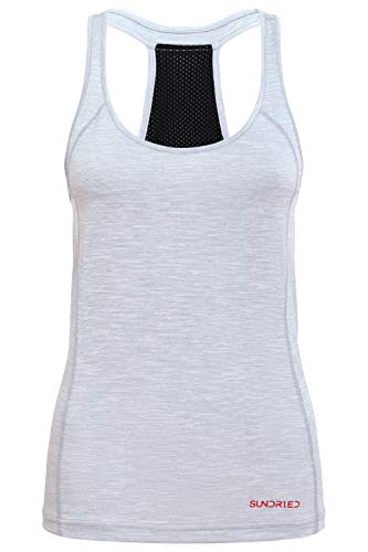 SUNDRIED Ladies Designer Racer Back Workout Training Fitness Vest Sleeveless Breathable Tank Top by (XXL, Grey) von SUNDRIED