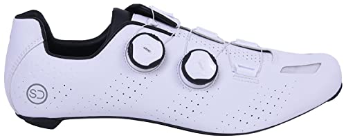 SUNDRIED Pro Road Cycle Shoes Unisex Herren- und Damen-Fahrradschuhe für den Rennradsport (42, Weiß) von SUNDRIED