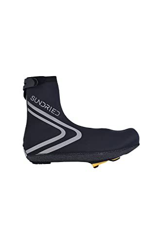 SUNDRIED Unisex Heavy Duty Überschuhe Neopren wasserdichte Winddichte Thermozyklus Überschuhe für Rennrad und MTB (46-48, Schwarz) von SUNDRIED