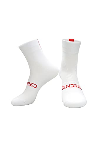 SUNDRIED White Road-Fahrrad-Zyklus Socken Premium-MTB und Rennrad Fahrradbekleidungszubehör (weiß, SM) von SUNDRIED