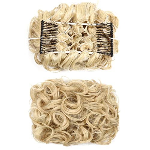 Bun Haarteile Messy Bun Scrunchie Haarteil Synthetische Hochsteckfrisur Curly Hair Bun Extension Comb Clips in Hair Extension Chignon Dish Tray Pferdeschwanz-Haarteile for Frauen Echthaar Haarteil Haa von SUNESA