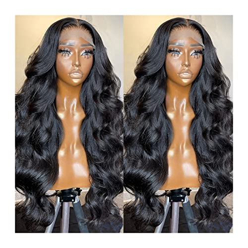 HD Transparente Körperwelle Lace Perücke Echthaar 13 × 4 13 × 6 Lace Front Perücken Brasilianisches Remy-Haar Glueless Long Wave Curly 360 Lace Frontal Perücke for Frauen (Color : 360 Lace Front Wig von SUNESA