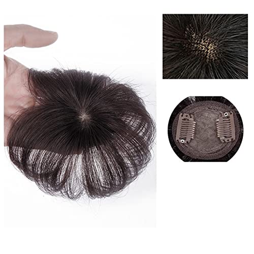 Haarteile Die Oberseite des Kopfes aus echtem Haar-Patch-Stück Alte Leute bedecken weißes Haar, echtes kurzes Haar, Perückenstück, Frauen, flauschiges Perückenstück Perücken ( Color : 02-(7-7)10CM-bro von SUNESA