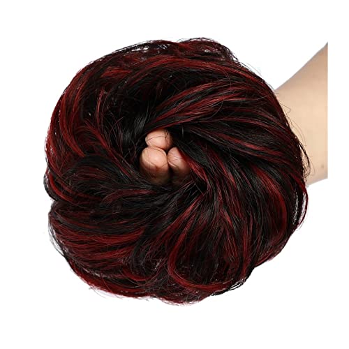 Haarteile Haarknoten Brasilianisches Echthaar Messy Bun Chignon Extension Fluffy Bun Hair Scrunchies Extension Curly Wellig Messy Remy Echthaar Extensions Chignon for Frauen Brötchen Haare (Color : P von SUNESA