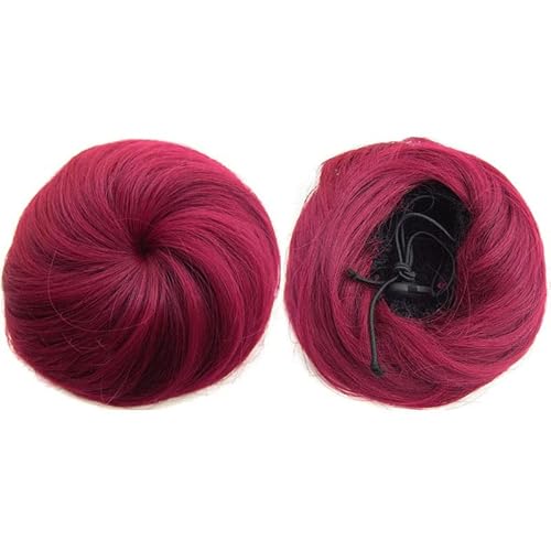 Haarteile Haarknoten Haarknoten Kordelzug Pferdeschwanz Haarteil Chignon Hochsteckfrisur Clip in Haargummis Haarteile Synthetische glatte Haare Chignon-Verlängerungen for Frauen Brötchen Haare (Color von SUNESA