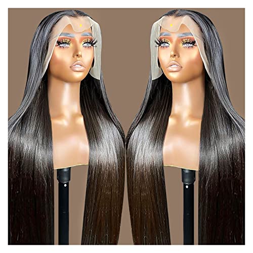 Perücken Knochen Gerade Echthaar Perücken 360 Transparente Spitze Frontal Perücke for Frauen Lace Front Echthaar Perücken Vorgezupfte Perücke Haarteile (Color : 13x4 Lace Wig, Size : 24 inch) von SUNESA