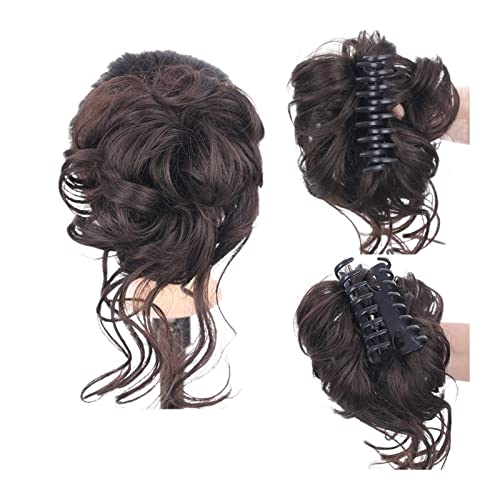 Unordentliches Haarteil Messy Curly Hair Dutt Haargummis Verlängerung, 1 STÜCKE Curly Wellig Synthetic Bun Hair Piece Claw Clip Haarknoten Chignon for Frauen Mädchen Unordentlicher Look (Color : 6A# von SUNESA