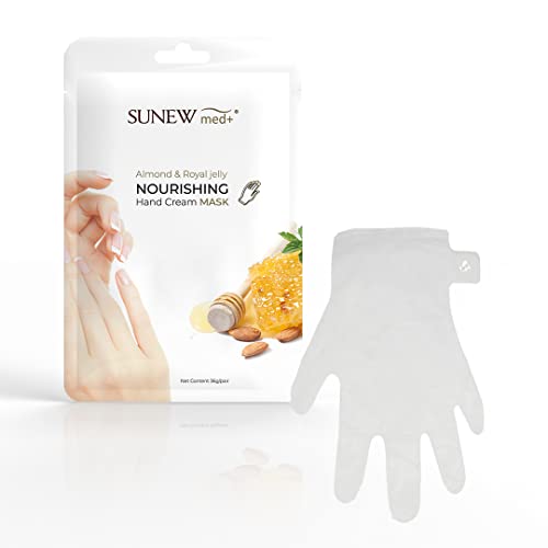 Verjüngende Handmaske mit Mandelöl und Gelée Royale, regenerierende, pflegende und feuchtigkeitsspendende Handschuhe Verjüngende Handmaske mit Mandelöl und Gelée Royale, regenerierende, pflegende und feuchtigkeitsspendende Handschuhe von SUNEWmed+