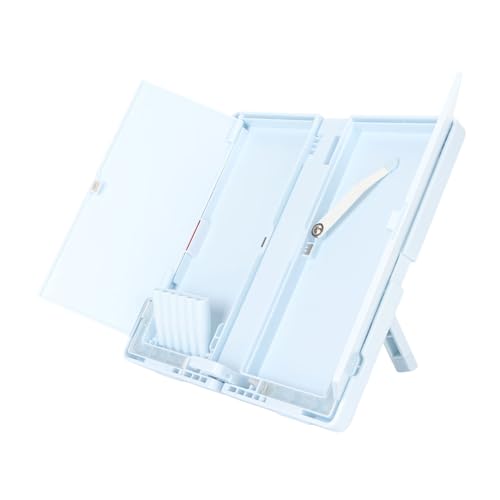 SUNFECILI Federmäppchen, Buch-Leseständer, Multifunktionale Dreieckige Unterstützung, Verdicktes ABS, Faltbar, 2-lagige Bleistiftbox, Buchhalter (Himmelblau) von SUNFECILI