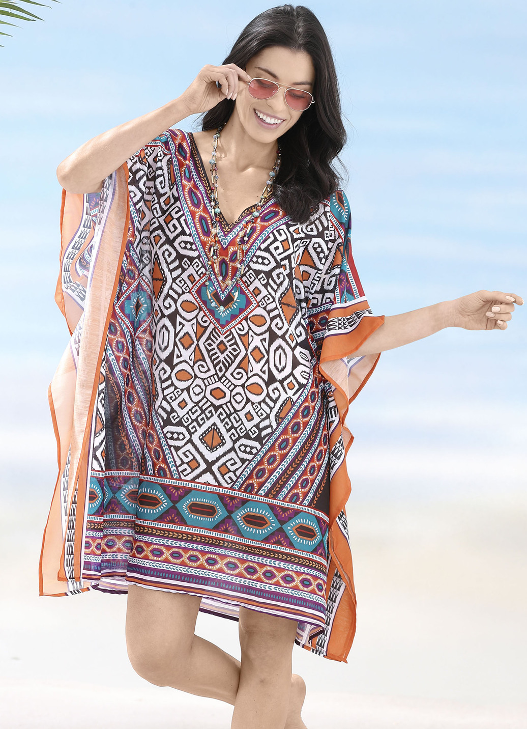 Sunflair Tunika mit platziertem Druckdessin, leicht transparent, Multicolor, Größe 54 Sunflair Tunika mit platziertem Druckdessin, leicht transparent, Multicolor, Größe 54 von SUNFLAIR