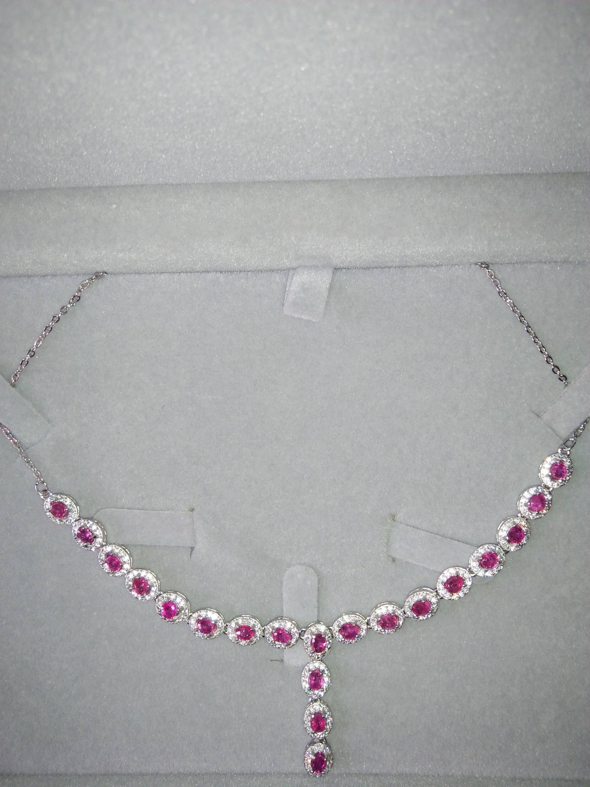 Zertifizierte Mogok Red Ruby Halskette Set in 925 Sterling Silber von SUNFLOWERAtelierCo