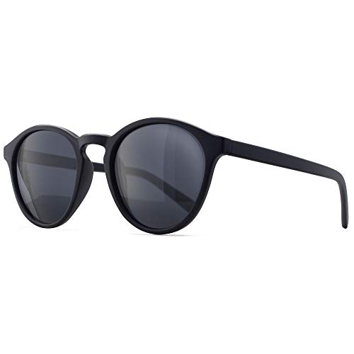 SUNGAIT Damen Retro Polarisierte Sonnenbrille Mit TR90 Rahmen Sonnenbrille Vintage Round Style für UV400 Schutz(Schwarz/Grau)-SGT166 von SUNGAIT
