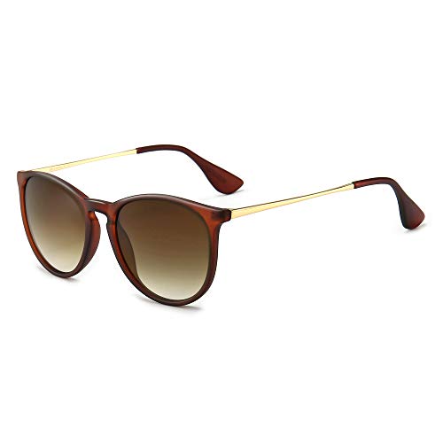 SUNGAIT Vintage Runde Damen Sonnenbrille Klassischer Retro Designer Stil (Braun/Braun)-SGT567 von SUNGAIT