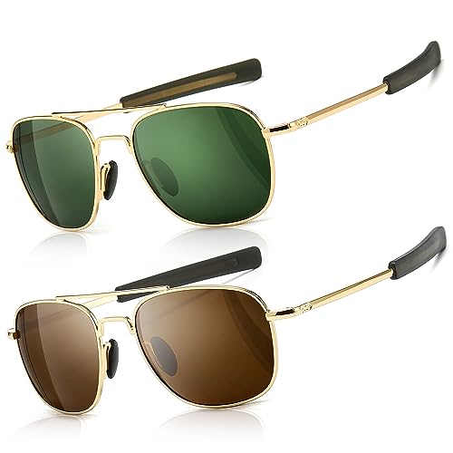 SUNGAIT Herren Militär Sonnenbrille Polarisierte Pilot Style - Bajonett-Tempel SGT285JKML-JKC-DE von SUNGAIT