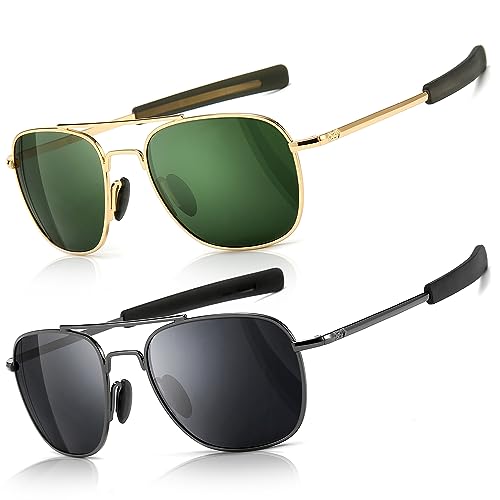 SUNGAIT Herren Militär Sonnenbrille Polarisierte Pilot Style - Bajonett-Tempel von SUNGAIT