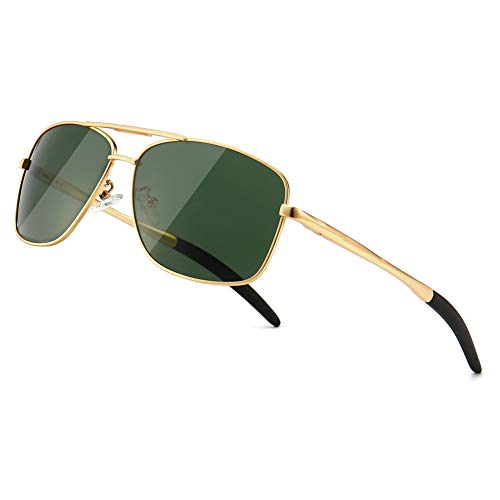 SUNGAIT Polarisierte Sonnenbrille der Männer Durable Metallrahmen für Angeln Fahren Reisen (Goldrahmen/Grün Lens) Metallrahmen -SGT925 JKLVUK von SUNGAIT