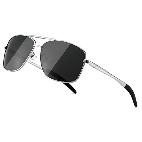 SUNGAIT Polarisierte Sonnenbrille der Männer Durable Metallrahmen für Angeln Fahren Reisen (Silber Rahmen/Grau Lens) Metallrahmen -SGT925 YKHUK von SUNGAIT