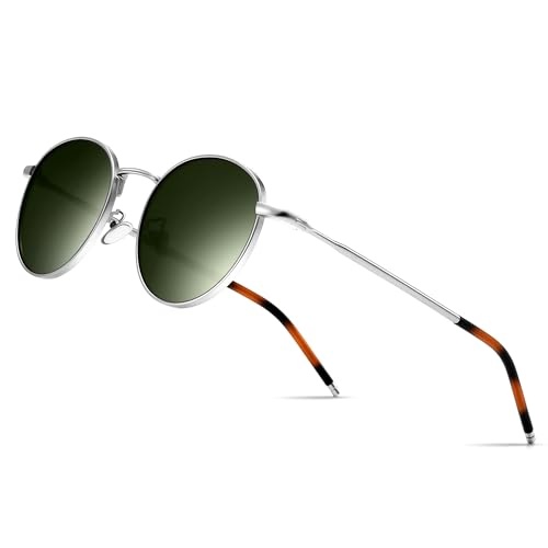 SUNGAIT Runde Vintage Polarisierte Sonnenbrille Klassische Retro Metallrahmen Sonnenbrille Rundschreiben für Frauen Männer-SGT059-YMLV-DE von SUNGAIT