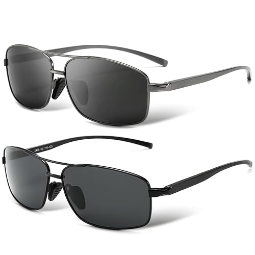 SUNGAIT Ultraleichte Rechteckig Sonnenbrille Herren Polarisierte UV400-Schutz SGT458QH-HH-DE von SUNGAIT