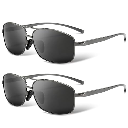 SUNGAIT Ultraleichte Rechteckig Sonnenbrille Herren Polarisierte UV400-Schutz SGT458QH-QH-DE von SUNGAIT