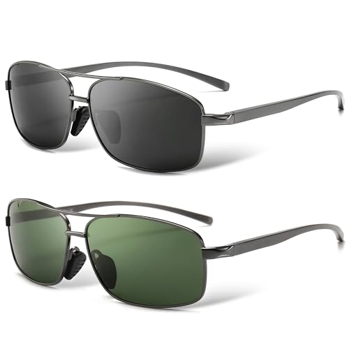 SUNGAIT Ultraleichte Rechteckig Sonnenbrille Herren Polarisierte UV400-Schutz SGT458QH-QMLV-DE von SUNGAIT