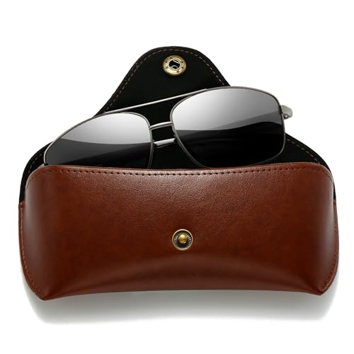SUNGAIT Ultraleichte Rechteckig Sonnenbrille Polarisierte UV400 mit PU-Ledertasche SGT458QH-Case-DE von SUNGAIT