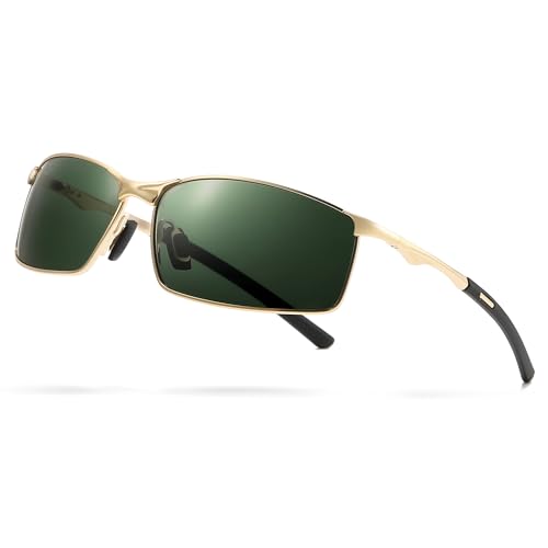 SUNGAIT Ultraleichte polarisierte Sonnenbrille für Herren rechteckiger Metallrahmen mit Federscharnier SGT559-JKML DE von SUNGAIT