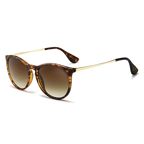 SUNGAIT Premium-Vintage-Sonnenbrille im Runden Design für Damen und Herren im klassischen Retro-Stil mit Lederetui SGT567HPSC-Case-DE von SUNGAIT