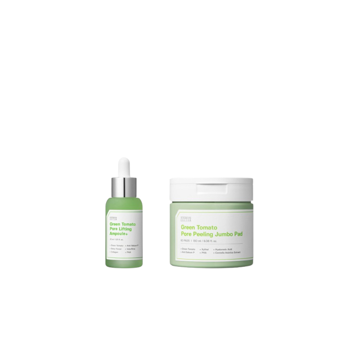 SUNGBOON EDITOR - Green Tomato Pore Peeling Jumbo Pad - 180ml (1ea) + Green Tomato Pore Lifting Ampoule+ - 30ml (1ea) Set von SUNGBOON EDITOR