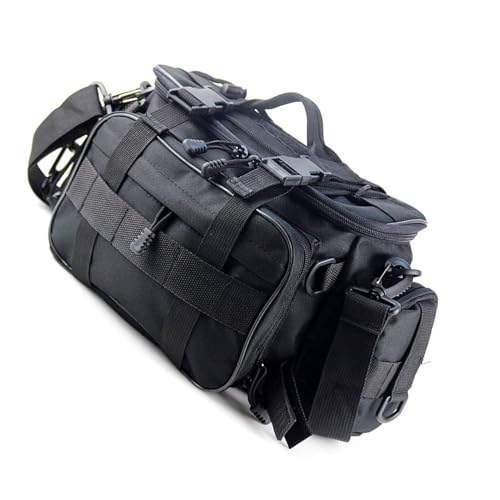 SUNGOOYUE Fishing Tackle Bag Organizer Taillenbeutel mit Abnehmbarem Teiler Mehrerer Taschen Molle Gurting für Fischereizubehör Im Freien Angler (Black) von SUNGOOYUE