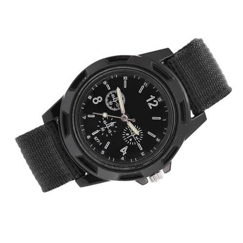 SUNGOOYUE Nylon Nylon Round Case Military Analog Wattle Uhren für die Armee, 4 Kololes (Black) von SUNGOOYUE