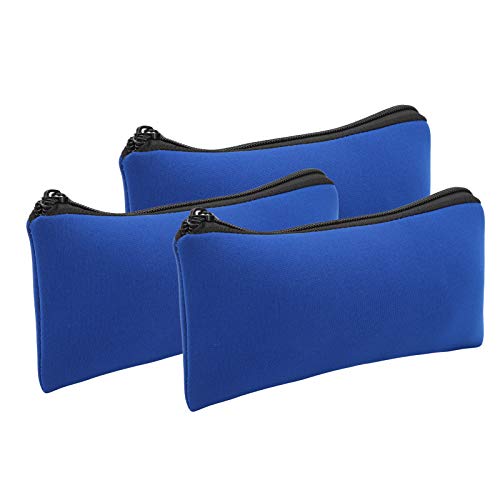 SUNGOOYUE Weichstifte Hülle Neoprene Bleistiftbeutel Stiftbeutel 3PCS Große Kapazität Wasserdicht Hautfreundlich mit Haltbarer Nähte für Schulbüroreisen (Blue) von SUNGOOYUE