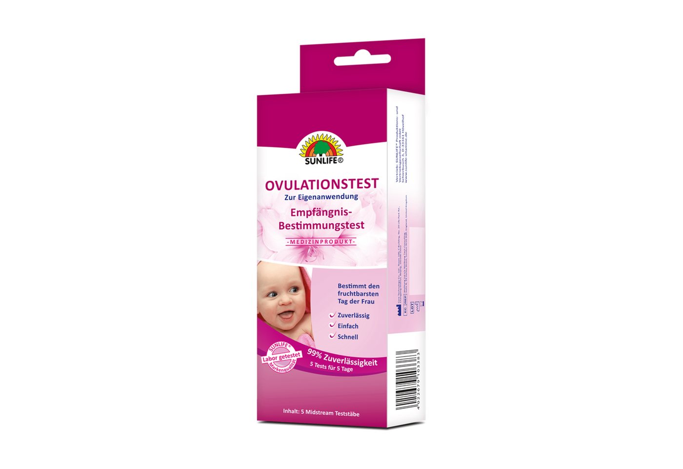 SUNLIFE Ovulationstest SUNLIFE® Ovulationstest 5 Stk Schnell-Teststäbchen Fruchtbarkeitstest von SUNLIFE