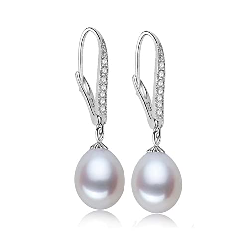 Damen-Ohrringe aus echtem 925er-Sterlingsilber, Süßwasserperlen-Ohrring, Schmuck, Hochzeit, weiß-rosa Tropfen, natürliche Perlenohrringe, Mädchen-Geburtstag, bestes Geschenk für Zuhause von SUNMME