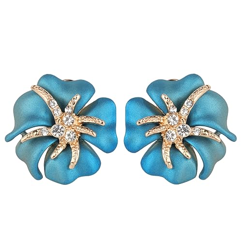 Ohrringe Ohrring Frauen Geschenk Ohrstecker Blaue Emaille Rose Ohrring Für Frauen Mode Kristall Ohrringe Vintage (Blau Einheitsgröße) von SUNMME