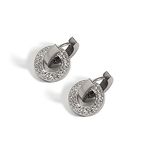 Ohrringe Ohrring Frauen Geschenk Ohrstecker Vintage Kristall Runde Ohrringe Exquisite Strass Kreis Anhänger Ohrringe Charm (Silber Einheitsgröße) von SUNMME