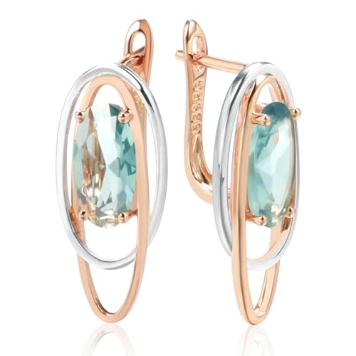 Ohrringe Ohrstecker Damen Doppelt Oval Blau Zirkon Damen Ohrringe Persönlichkeit Party Modern Trendig Accessoires (BlueZircon One Size) von SUNMME