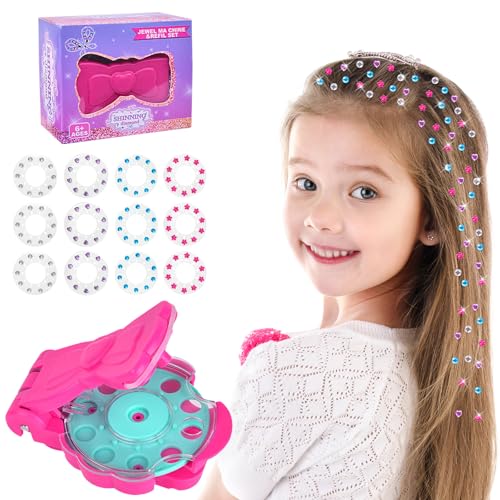 SUNNIFLY Haar Diamanten Maschine, Haarschmuck Maschine Mädchen, Einfach zu Bedienen, Geeignet für DIY, Haare, Spielzeug und Partydekorationen (mit 120 Strasssteinen) von SUNNIFLY