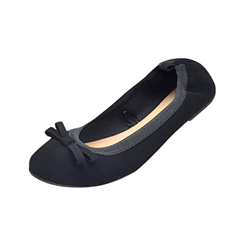 SUNNSEAN Damen Ballerinas Faltbare Bequeme Schuhe, für Damen, After-Party-Pumps, Hochzeitsschuhe,Faltbare mit Krawatte Schwarz, 41 EU von SUNNSEAN