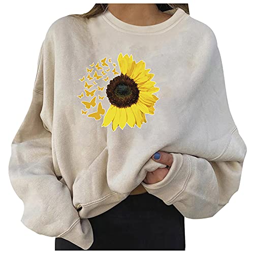 SUNNSEAN Lange Ärmel Pullover Damen Winter Pullover mit Rundhalsausschnitt, Vintage Sweatshirt Oversized Liebesmuster Pullover Teenager Mädchen Sportbekleidung Sweatshirt for Women Hoodies von SUNNSEAN